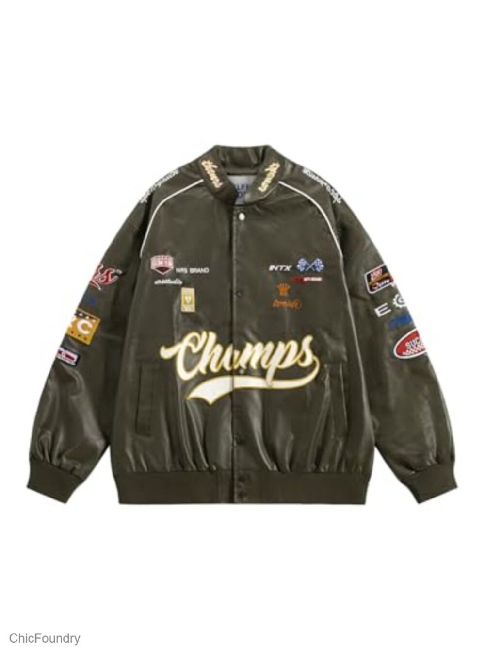 Faux Leather Oversized Motorcycle Biker Racer Jacket Streetwear
